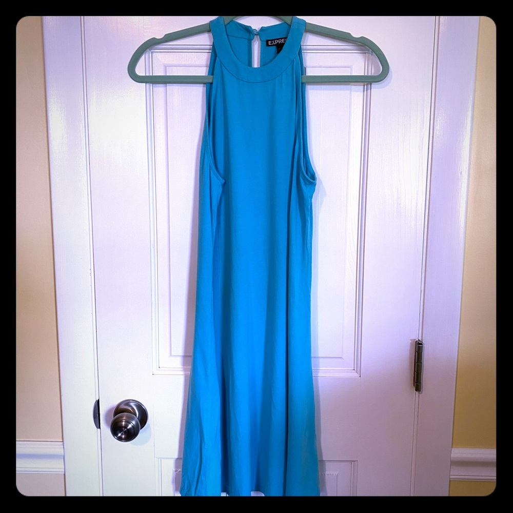 Express teal halter tank dress
